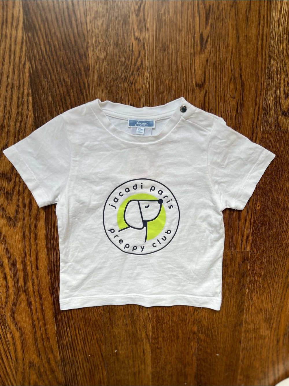 Jacadi White Tee with Dog and Preppy Club Logo